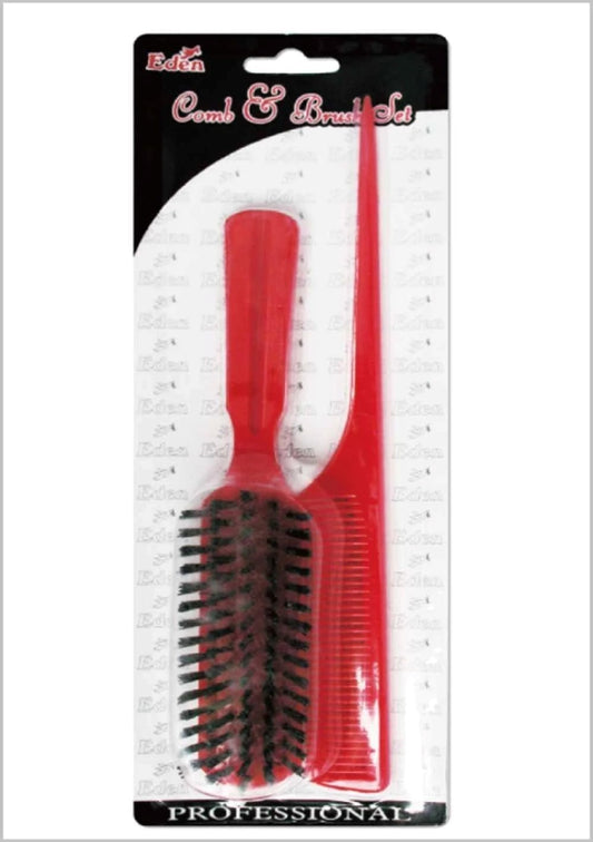 Eden Bone Tail Comb & Plastic Brush Set