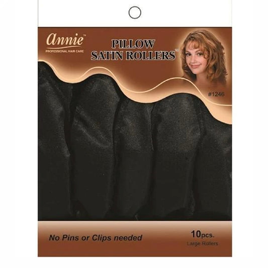 Annie Pillow Satin Rollers 10PC (Black)