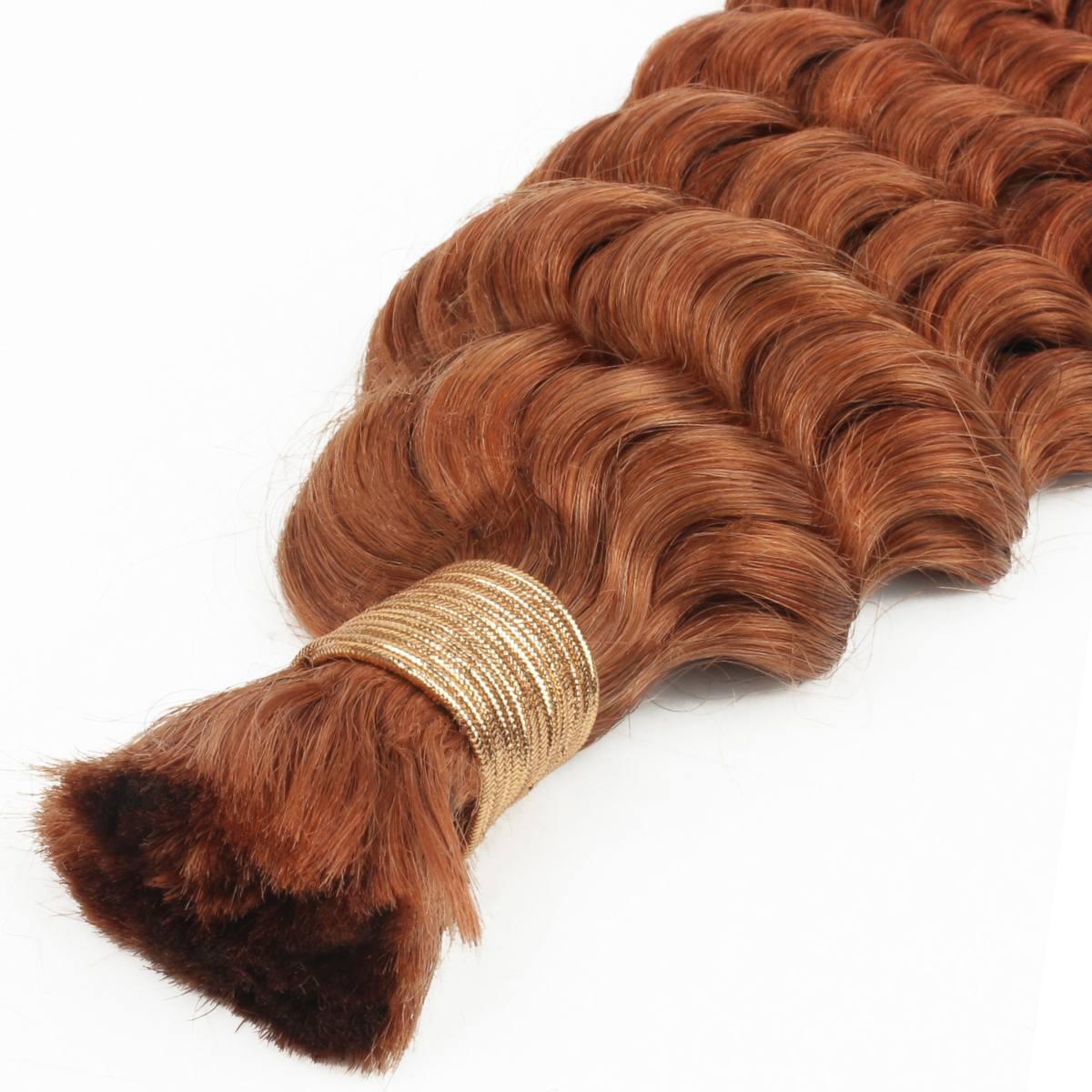 Copper Deep Wave Bulk Human Braiding Hair